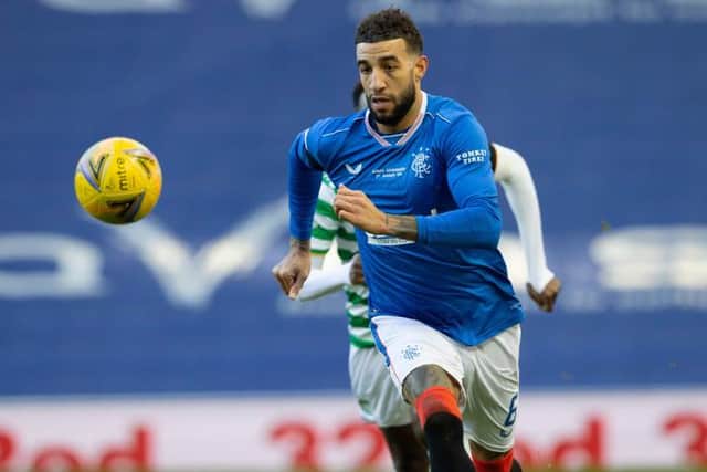 Connor Goldson in action for Rangers during a Scottish Premiership match between Rangers and Celtic at Ibrox Stadium, on January 02, 2021, in Glasgow, Scotland (Photo by Alan Harvey / SNS Group)