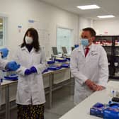 Labour shadow chancellor Rachel Reeves (centre) during at visit to Hart Biologicals today