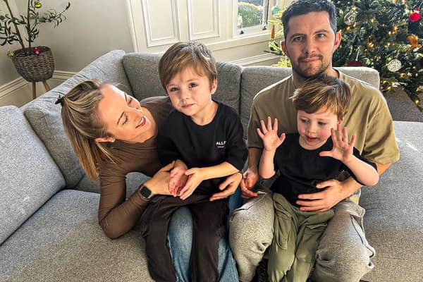 Scott Gold, 37 with his family, wife Stephanie, 34, and their sons Oliver, five, and Myles, three. Picture: Family Handout/PA Wire