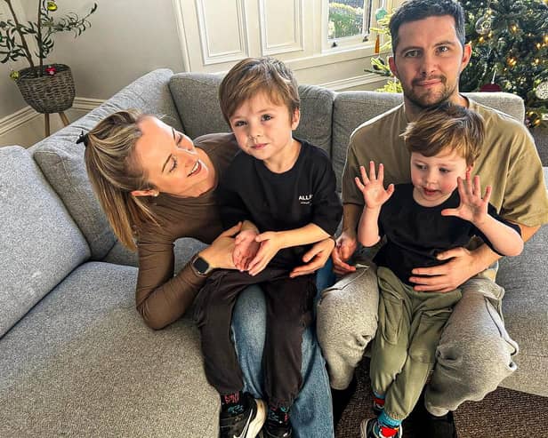 Scott Gold, 37 with his family, wife Stephanie, 34, and their sons Oliver, five, and Myles, three. Picture: Family Handout/PA Wire