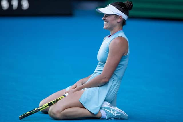 Jennifer Brady of the United States pictured in her women’s singles semi-finals match against Karolina Muchova of the Czech Republic during day 11 of the 2021 Australian Open at Melbourne Park on 18 February 2021. (Pic: Getty Images)