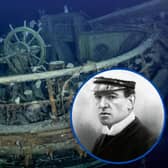 Ernest Shackleton and the wrecked ship. Picture: PA Wire/Falklands Maritime Heritage Trust