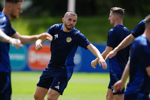 Scotland's John McGinn during a training session at Stadion am Groben in Garmisch-Partenkirchen, Germany. Picture date: Saturday June 22, 2024.