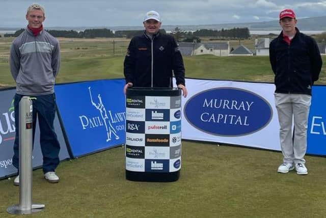 Gregor Graham, right, enjoyed playing alongside Paul Lawrie along with fellow amateur Connor Wilson, left, on the Tartan Pro Tour at Royal Dornoch last month. Picture: Tartan Pro Tour