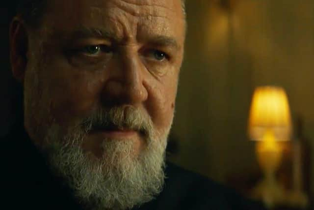 The Pope's Exorcist starring Russell Crowe as Father Gabriele Amorth hit UK cinemas last Friday - and has received glowing reviews. Cr: Sony Pictures.