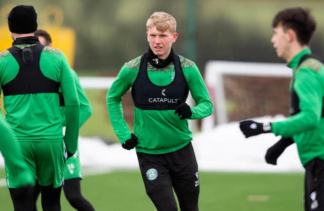 Hibs' fullback Josh Doig says he loves coming into training every day and is living his dream as a professional footballer.  Photo by Mark Scates / SNS Group