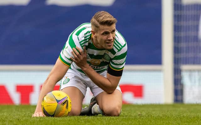 Celtic's Kristoffer Ajer could possibly have better shouldered midfield responsibilities than his central defence duties. (Photo by Craig Williamson / SNS Group)