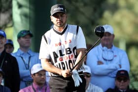 Jason Day wore  his vest top when he completed the first round of the 88th Masters on Friday morning. Picture: Warren Little/Getty Images.