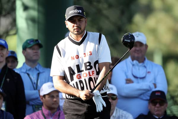 Jason Day wore  his vest top when he completed the first round of the 88th Masters on Friday morning. Picture: Warren Little/Getty Images.