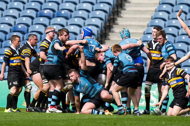 Hawick Harlequins played in the final of the BT Men's Shield at Murrayfield as recently as 2018, losing to Carrick. Picture: Graham Stuart/SNS