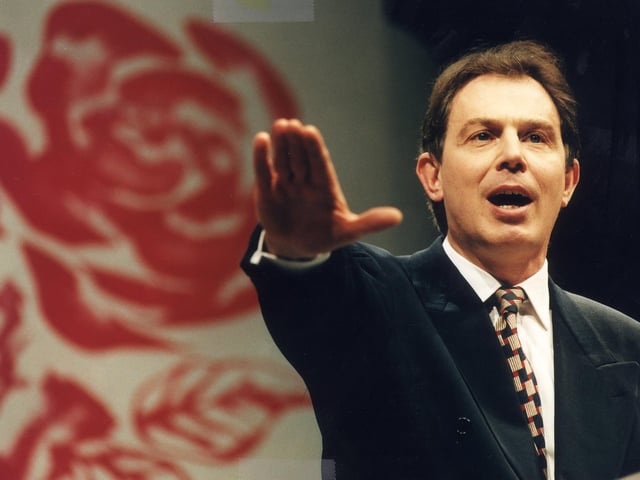 Future prime minister Tony Blair at the Scottish Labour Party Conference, Edinburgh 1996.