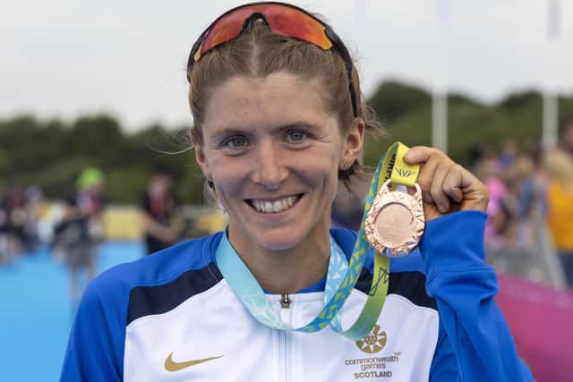 Beth Potter wins bronze in the women's triathlon to claim Team Scotland's first medal of the Birmingham Games.