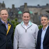 Gary Le Sueur, partner at Corran Capital and chairman at Renewco Power; Ross Dobbie, investment director of net zero and energy transition at the Scottish National Investment Bank; Gavin McCallum, chief executive at Renewco Power. Picture: Nick Mailer Photography