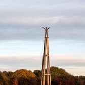 The 23.5m-high main statue in the Hope Sculpture triptych - which celebrates the legacy of COP26 in Glasgow and the battle to protect the environment - has been erected at Cuningar Loop Woodland Park in South Lanarkshire