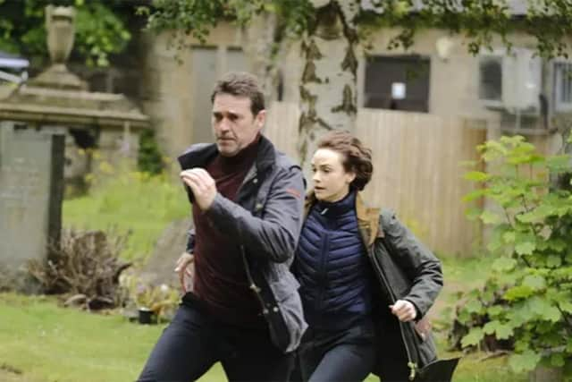 Dougray Scott and Joanna Vanderham in Crime. Pic: Britbox