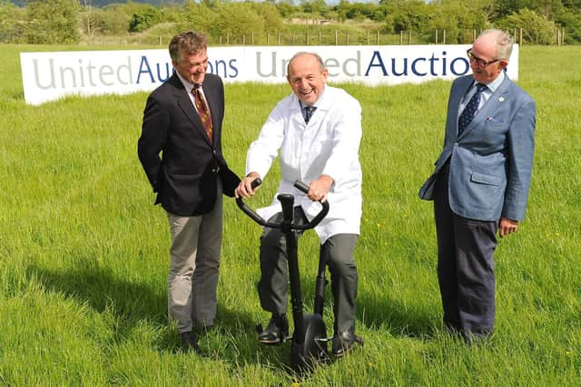 Are you up for the RSABI 125th anniversary challenge? Pictured from left are RSABI Vice-Chair Jimmy McLean, George Purves, Managing Director of United Auctions and RSABI Chair David Leggat.