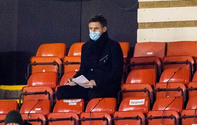 New Motherwell manager Graham Alexander, seen watching from the stand as Rangers won at Pittodrie on Sunday, will try to end the Ibrox club's unbeaten league run when his team welcome them to Fir Park next weekend. (Photo by Craig Williamson / SNS Group)