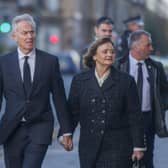 Tony and Cherie Blair arrive at St Mary's Episcopal Cathedral to pay their respects to Alistair Darling. Picture: Lisa Ferguson