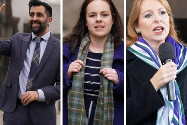 The three SNP leadership candidates: Humza Yousaf, Kate Forbes and Ash Regan