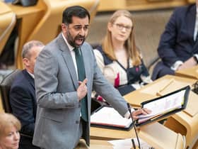 First Minister Humza Yousaf during First Minister's Questions (FMQs) in the main chamber of the Scottish Parliament in Edinburgh.