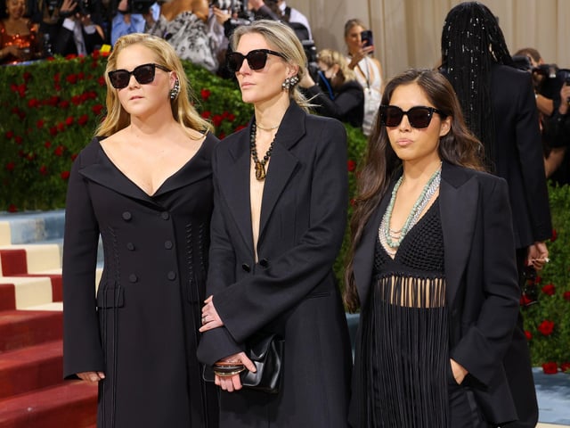 (L-R) Amy Schumer, Gabriela Hearst, and Venus Xiye Bastida attend The 2022 Met Gala Celebrating "In America: An Anthology of Fashion" at The Metropolitan Museum of Art on May 02, 2022 in New York City. (Photo by Mike Coppola/Getty Images)
