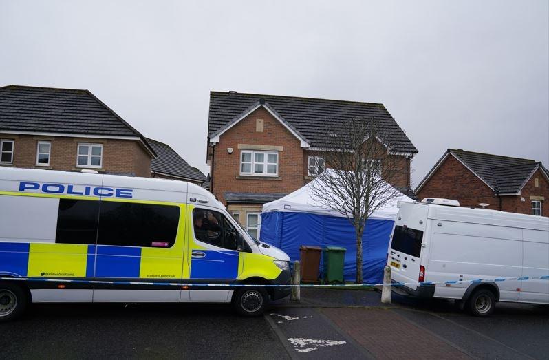 A number of police officers could be seen standing outside the house on Wednesday while others went inside.