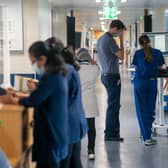 A general view of staff on a NHS hospital ward. PIC: Jeff Moore/PA Wire