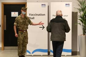 Military personnel, who are assisting with the vaccination programme, at the Royal Highland Showground near Edinburgh picture: PA/Andrew Milligan