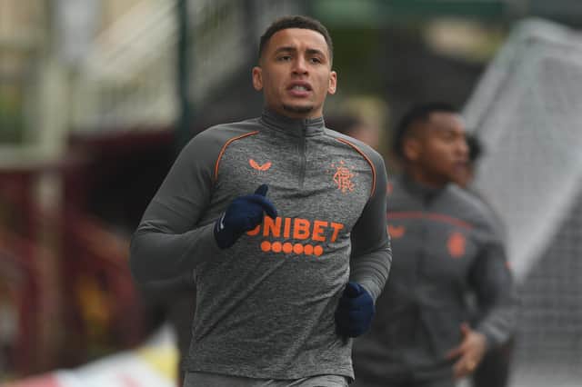 Rangers captain James Tavernier warms up ahead of the Scottish Premiership match against Motherwell at Fir Park (Photo by Craig Foy / SNS Group)