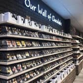 A wall of chocolate inside the Hotel Chocolat branch in Fort Kinnaird, Edinburgh.