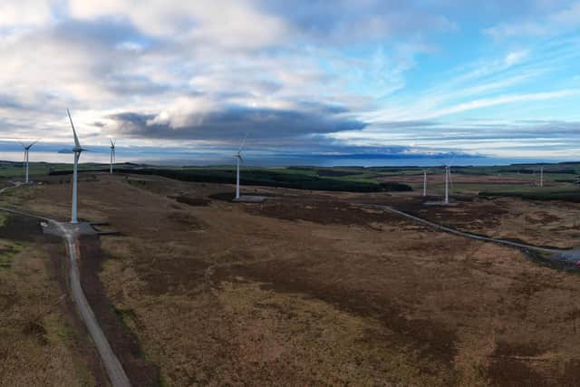 Once complete, Kirk Hill wind farm, near Kirkoswald in Ayrshire, will be the largest consumer-owned wind farm in the UK – with a total generating capacity of 18.8MW, it will supply enough green electricity to power around 20,000 homes and businesses and earn around £2.8m for community projects over its 30-year lifespan. Picture: Ripple Energy