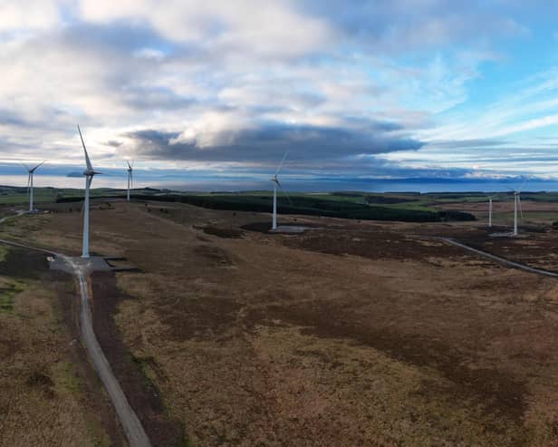 Once complete, Kirk Hill wind farm, near Kirkoswald in Ayrshire, will be the largest consumer-owned wind farm in the UK – with a total generating capacity of 18.8MW, it will supply enough green electricity to power around 20,000 homes and businesses and earn around £2.8m for community projects over its 30-year lifespan. Picture: Ripple Energy