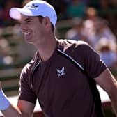 Andy Murray smiles after his win over Dominic Thiem at the Kooyong Classic ahead of the Australian Open, which starts this weekend. (Photo by WILLIAM WEST/AFP via Getty Images)