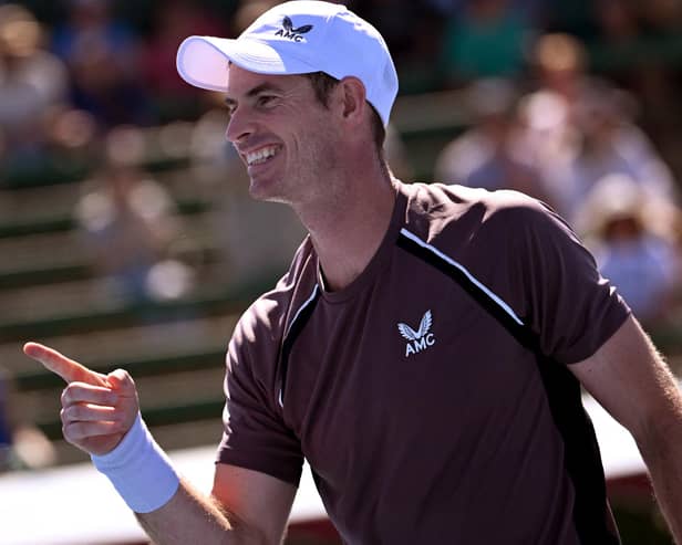 Andy Murray smiles after his win over Dominic Thiem at the Kooyong Classic ahead of the Australian Open, which starts this weekend. (Photo by WILLIAM WEST/AFP via Getty Images)