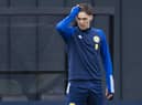 Aaron Hickey trains for Scotland.