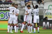 Celtic players celebrate scoring during the 4-2 win over FK Jablonec. (Radek Petrasek/CTK via AP)