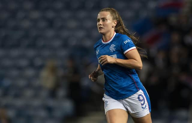 Kirsty Howat was in fine form as Rangers progressed to the Sky Sports SWPL Cup quarter finals.  (Photo by Craig Foy / SNS Group)