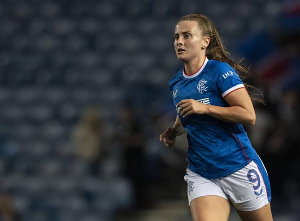 Kirsty Howat was in fine form as Rangers progressed to the Sky Sports SWPL Cup quarter finals.  (Photo by Craig Foy / SNS Group)
