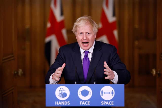 Prime Minister Boris Johnson during a media briefing on coronavirus in Downing Street. Picture: John Sibley/PA Wire