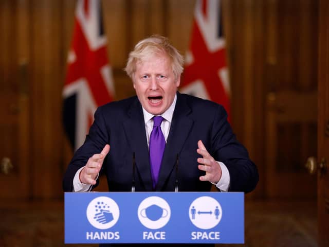 Prime Minister Boris Johnson during a media briefing on coronavirus in Downing Street. Picture: John Sibley/PA Wire