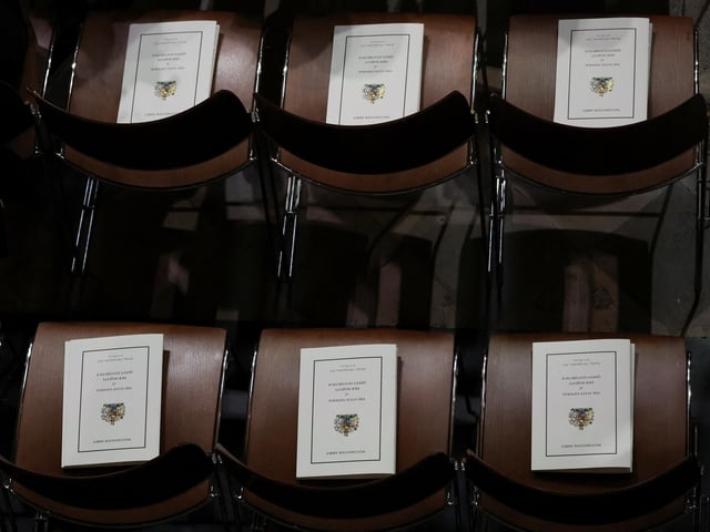 Order of Service on seats ahead of the State Funeral of Queen Elizabeth II, held at Westminster Abbey, London. Picture date: Monday September 19, 2022.