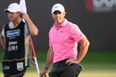 Rory McIlroy looks a tad frustrated after finishing his third round with a bogey-6 in the Hero Dubai Desert Classic at Emirates Golf Club. Picture: Ross Kinnaird/Getty Images.