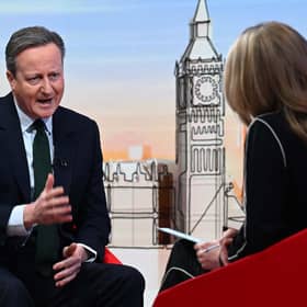 Foreign secretary David Cameron appearing on the BBC's Sunday with Laura Kuenssberg programme in London. Picture: Jeff Overs/BBC/ AFP via Getty Images