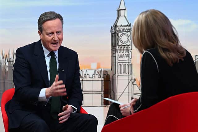 Foreign secretary David Cameron appearing on the BBC's Sunday with Laura Kuenssberg programme in London. Picture: Jeff Overs/BBC/ AFP via Getty Images