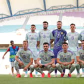 Scotland players pose for a team photograph prior to the international friendly match against Gibraltar.