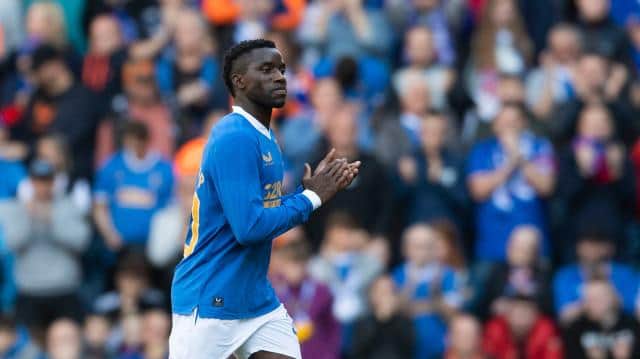 Rangers striker Fashion Sakala applauds the fans after being substituted in the 1-1 draw against Motherwell at Ibrox. (Photo by Craig Foy / SNS Group)
