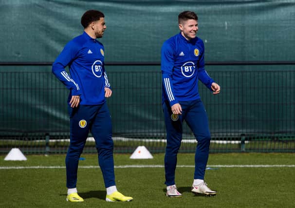 Could Che Adams and Kevin Nisbet be Scotland strike partners at Wembley? (Photo by Ross Parker / SNS Group)