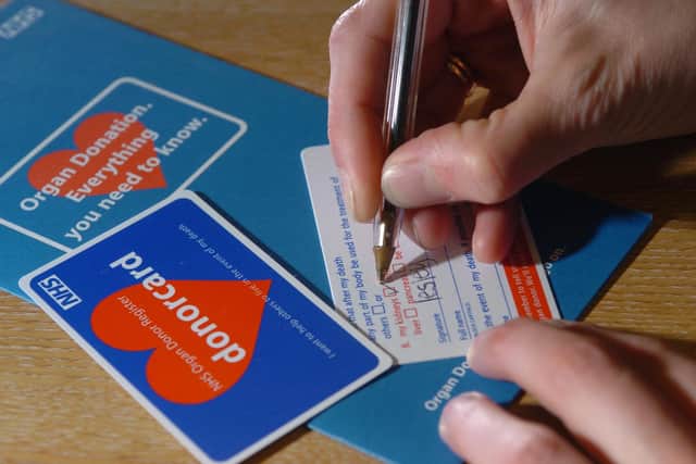 Organ donor card.
