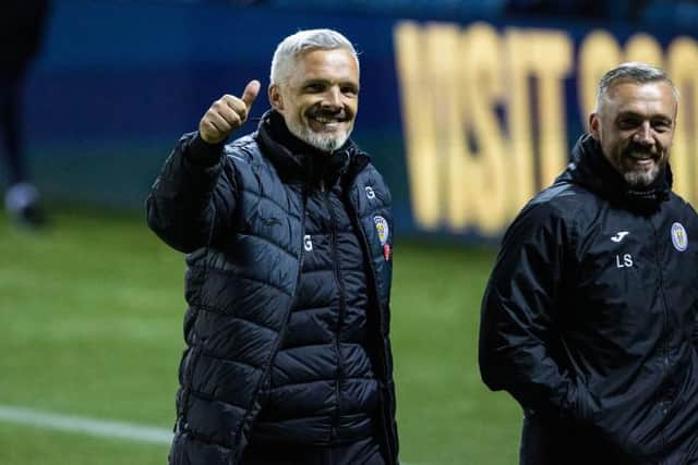 St Mirren manager Jim Goodwin at full time during the Scottish Cup Quarter Final between Kilmarnock and St Mirren at BBSP Stadium, Rugby Park  on April 26, 2021, in Kilmarnock, Scotland. (Photo by Craig Williamson / SNS Group)