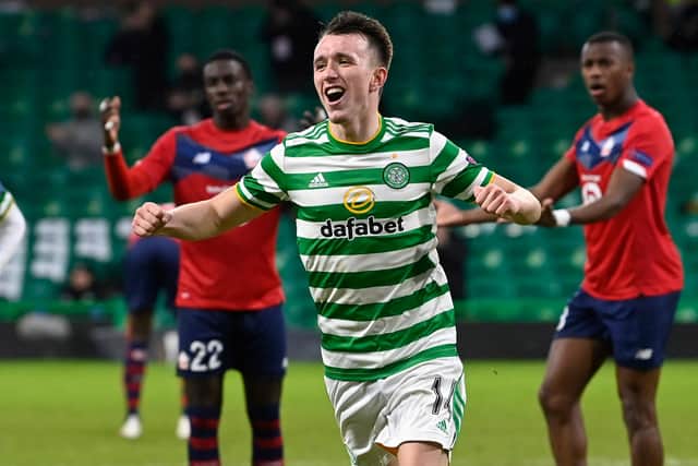 David Turnbull celebrates scoring the winning goal for Celtic. Picture: SNS